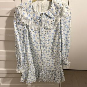 Floral Ruffle Dress with Lace Details